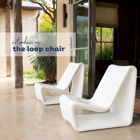 Tupelo Goods - Introducing the Loop Chair Loop Chair, Sun Shelf, Tanning Ledge Pool, Modern Outdoor Lounge Chair, Pool Tanning, Poolside Decor, Modern Outdoor Chairs, Pool Lounge Chairs, Pool Landscape