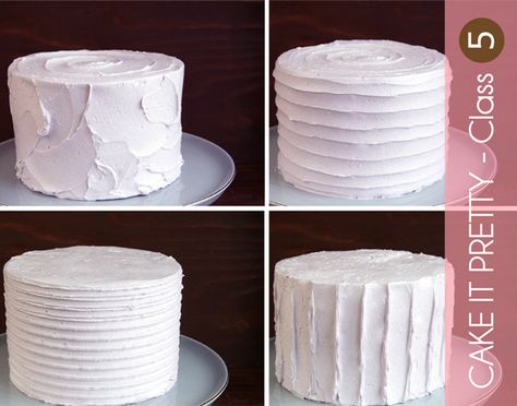 Bird's Party Blog: Cake It Pretty: How to create FOUR different textured buttercream finishes on a cake Textured Buttercream, Cake Design Tutorial, Buttercream Cake Designs, Frosting Techniques, Cake Piping, Cake Classes, Cake Decorating Classes, Cake Icing, Dessert Decoration