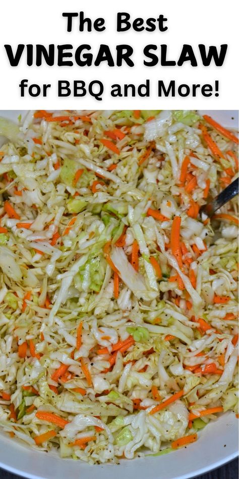 Add a zesty twist to your BBQ with this vinegar coleslaw recipe! Featuring a tangy, mayo-free dressing, this coleslaw pairs perfectly with smoky meats and BBQ sandwiches. Easy to make and incredibly refreshing, it’s the ideal side dish for any cookout or picnic. Perfect for preparing in advance, letting the flavors meld together, and serving straight from the fridge. Click to save the best vinegar coleslaw recipe for BBQ that everyone will love! Vinegar Cole Slaw Recipes, How To Use Bagged Coleslaw, Easy Coleslaw Recipe Vinegar, Cooked Coleslaw Recipe, St Hubert Coleslaw Vinegar, Red Wine Vinegar Coleslaw Recipe, Coleslaw Vinegar Based, Best Vinegar Coleslaw Recipe, Coleslaw For Bbq Sandwiches