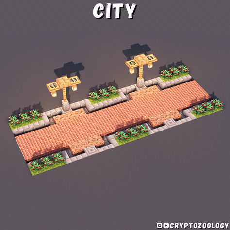 Check out the tutorial for 10 unique path designs on my YouTube channel! Minecraft Pathing Ideas, Road In Minecraft, Minecraft Street Sign Ideas, Roads In Minecraft, Minecraft Street Design, Path Designs Minecraft, Villager Minecraft House, City Ideas Minecraft, Stone Path Minecraft