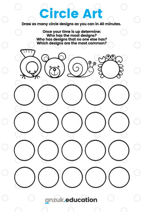 Relief Teaching Ideas Activities, Art For Substitute Teachers, Think Outside The Box Art Classroom, Out Of The Box Thinking, Circle Art Challenge, Round Things To Draw, Circle Drawing Challenge, Elementary Art Activities, Circle Objects Drawing