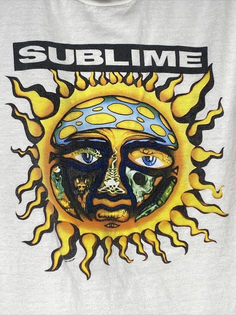 Sublime 2006 Sun Logo Band T Shirt 40 Oz To Freedom White Tultex Size Medium Sublime Logo, 40 Oz To Freedom, Graphic Moodboard, Swaggy Clothes, Sublime Sun, Dude Perfect, Sun Logo, Sun Design, Girl Boss Style