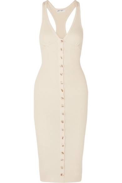 Karla Deras, The Line By K, Line By K, Hot Weather Outfits, Save Outfits, Cotton Jersey Dress, Split Skirt, Dress Cream, Ribbed Dresses