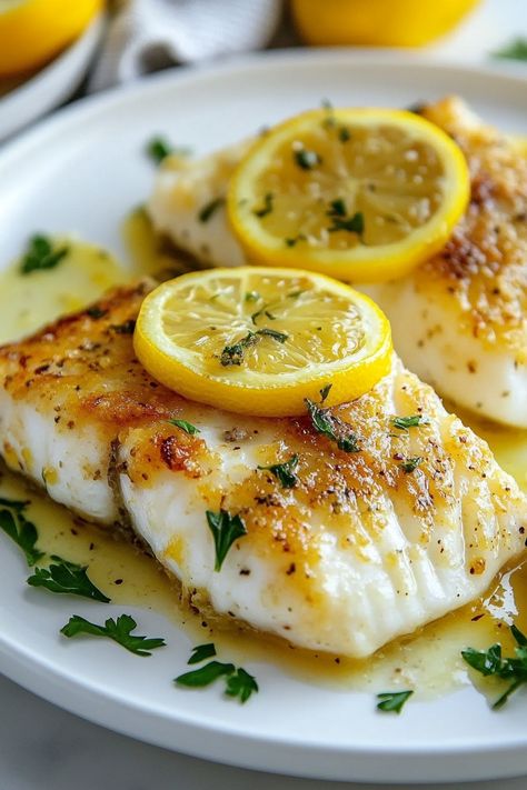 Bake Cod Recipes Oven, Lemon Butter Baked Cod, Baked Cod Recipes Oven Easy, Cod Recipes Oven, Butter Baked Cod, Lemon Baked Cod, Cod Dishes, Baked Cod Recipes, Cod Fillets