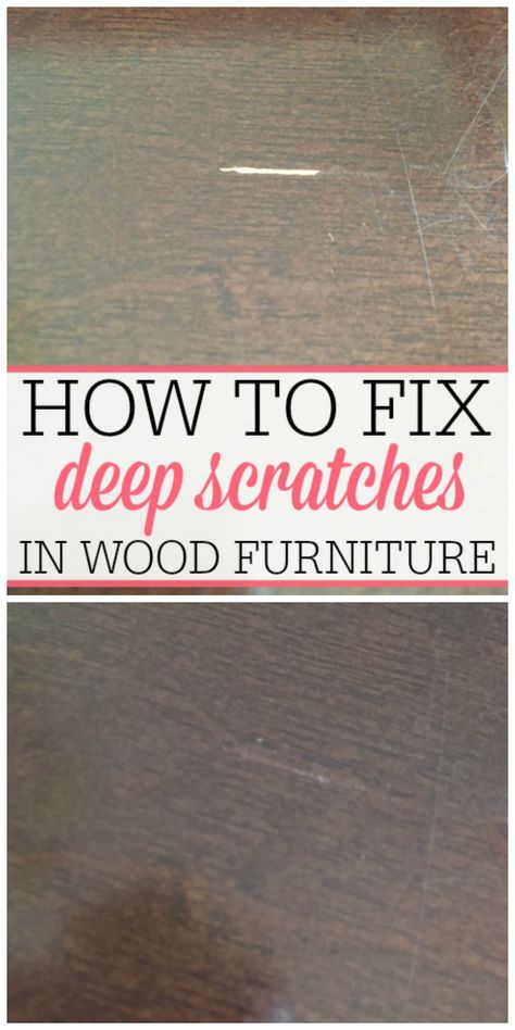 Get rid of the deep scratches in your wood furniture. It's easy. See all the details to get your furniture looking new again! Repair Scratched Wood, Fix Scratched Wood, Repair Wood Furniture, Diy Furniture Repair, Scratched Wood, Wood Furniture Plans, Wood Repair, Cool Wood Projects, Furniture Scratches