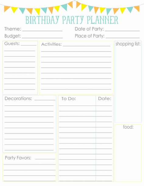 Birthday Party Planning Sheet Color.PDF Birthday Party Planner Printable, Party Planner Template, Luxury Birthday Party, Home Birthday Party, Birthday Party Checklist, Arc Planner, Birthday Planner, Norwex Cleaning, Party Planning Business