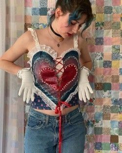 Heart Shaped Corset, Heart Corset, Painting On Fabric, Lizzie Hearts, October Fashion, Make Your Own Clothes, Fashion Collage, Pretty Clothes, Mood Board Fashion