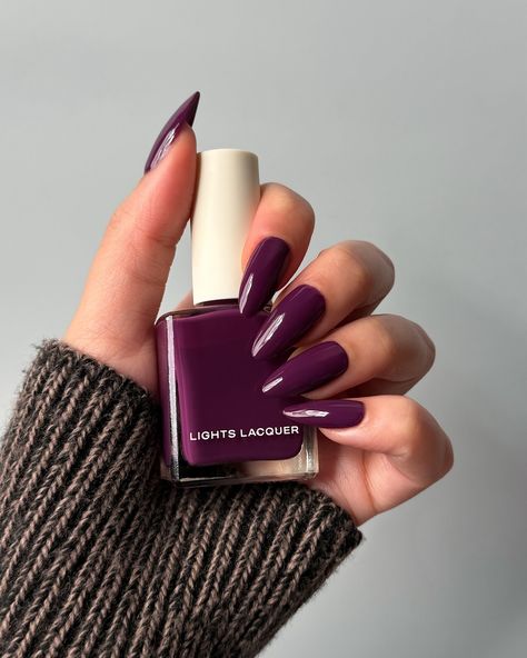 Lights Lacquer, Home for the Harvest 🧺 The purple we’ve been missing 😍💜 Figgy Delight, a plum purple polish with a creme finish • use code COLORNOOK to save on your purchase @lightslacquer • use code THECOLORNOOK to save on your purchase @nominal #lightslacquer #homefortheharvest #fallnails #fallnailcollection #nailpolishswatch #nailswatch #nailinspo #purplenails #fignails #auberginenails #figgydelight purple crème nail polish autumn fall Fall Nails 2024 Purple, Autumn Nails Purple, Grape Purple Nails, Fall Nails Plum, Plum Nails Acrylic, Plum Color Nails, Plum Colored Nails, Plum Fall Nails, Dark Purple Fall Nails