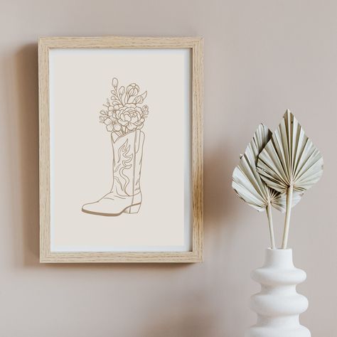 Cowgirl Boot Art, Southern Wall Art, Boot Art, Cowgirl Bedroom, Cowgirl Room, Cowgirl Poster, Cowgirl Decor, Western Bedroom Decor, College House