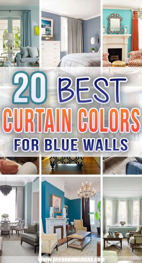 Best Curtain Color For Blue Walls. Wondering what is the best color for your curtains with blue walls? We have made an amazing selection of color combos and variations for the best living room or bedroom layout. #decorhomeideas Blue Walls And Curtains, Curtain Color For Dark Blue Walls, Blue Walls Yellow Curtains, Curtains That Go With Blue Walls, Curtains Bedroom Blue Walls, What Color Curtains Go With Blue Walls, Curtains To Go With Blue Walls, Blue Wall With Curtains, Curtains For Blue Walls Master Bedrooms