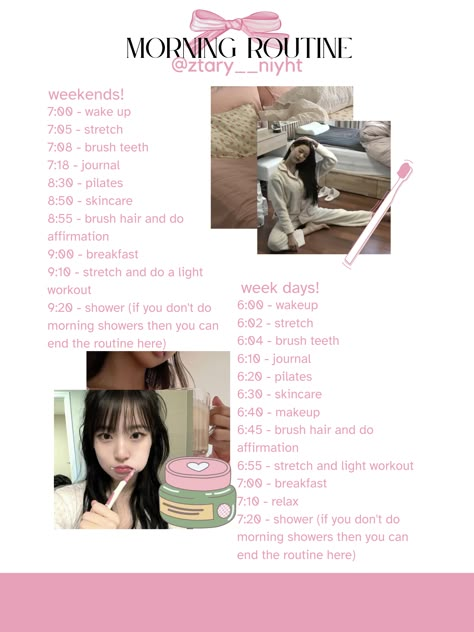 🌱 {mine! only repost with credits!} ⋆ morning routine idea! I hope this helps! [ #morning #skincare wonyoung wonyoungism #wonyoung #wonyoungism ] 03 . 24 . 24 Routine Chart Aesthetic, Wonyoung Routine List, Best Hygiene Tips For Women, Wongyoungism Beauty, Wonyoungism Routine List, Routine School, Morning Routine School, Glow Ups, School Routine