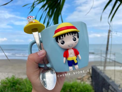 Cherie ✨ | Set de taza y cuchara de #luffy . #onepiece #anime #hechoamano✔ #tazapersonalizada #coldporcelain #luffyonepiece | Instagram April 4, Monkey D Luffy, Cold Porcelain, Dj, One Piece, Ceramics, Anime, On Instagram, Instagram