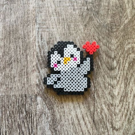 Penguin Magnet Heart Perler Beads Handmade Measures Approx 3 X 3” This Is A Unique Handmade Item I Am Available For Questions Anytime Bundle With Other Items To Save Thank You! Heart Perler Beads, Melty Bead Designs, Melt Beads Patterns, Hamma Beads Ideas, Easy Perler Bead Patterns, Pixel Beads, Melty Bead Patterns, Pearl Beads Pattern, Easy Perler Beads Ideas