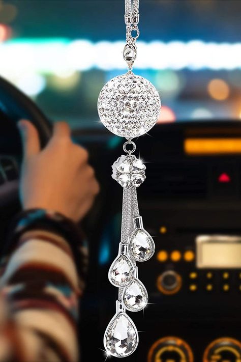 Car Bling Rearview Mirror Accessories for Women,Car Rearview Mirror Crystal Pendant,Crystal Ball Charm Decor Bling Car Accessories for Women Interior,White Rearview Mirror Accessories, Mirror Crystal, Bling Car, Bling Car Accessories, Mirror Accessories, Rear View Mirror Accessories, Car Accessories For Women, Car Rearview Mirror, Rv Parts And Accessories