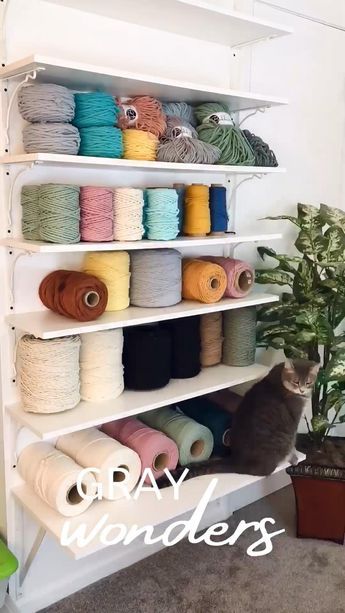 Cord Storage Ideas, Craft Organisation, Macrame Room, Storage Ideas Diy, Macrame Wall Hanging Tutorial, Macrame Wall Hanger, Macrame Tutorials, Rope Projects, Cord Storage