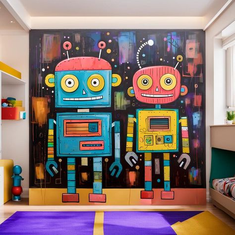 Robot Themed Bedroom, Robot Bedroom, Robot Classroom, Robot Decor, Robot Nursery, Robot Room, Robot Decorations, Robot Theme, Robot Print