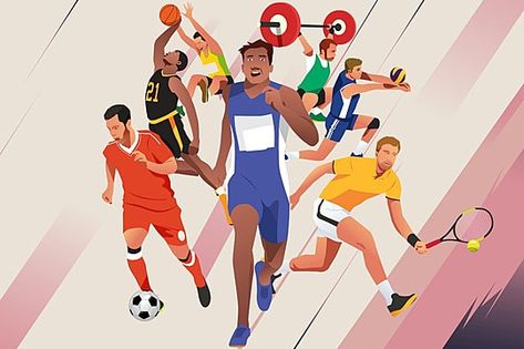 Sports Day Poster, Sports Illustrations Art, Sports Illustrations Design, Background Sport, National Sports Day, Frases Fitness, Gym Logo, Sports Poster, Sport Poster Design