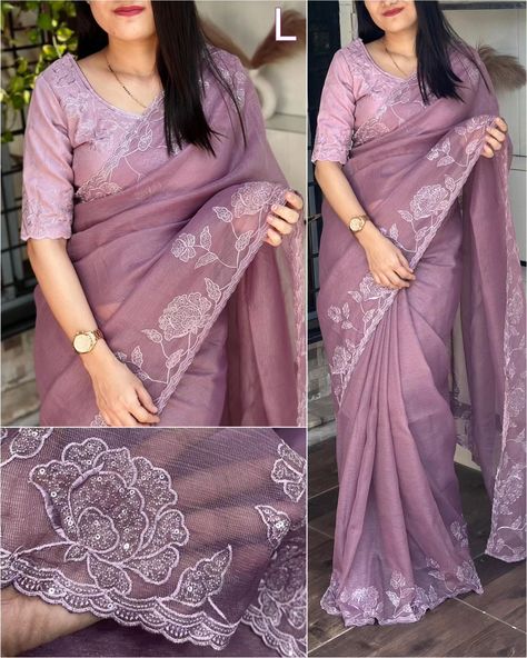 *DESIGN -Shalu* *Simple yet elegant,* *Make every moment special with our party collection* *Fabric-* *Saree- jute organza* *Blouse - Mono Banglori* *SIZE-* *Saree-5.5mtr* *Blouse-1 mtr* *Pattern-* *1- multi thread Embroidery work in saree with cutwork border* *2- Sequin embroidered work in blouse* *Msp-1999+$/-* Latest Sarees Designs 2024, Saree With Cutwork Border, Work In Blouse, Trendy Sarees Party Wear Weddings, Designer Saree Blouses, Latest Saree Trends, Saree Styling, Elegant Sarees, Saree Fashion