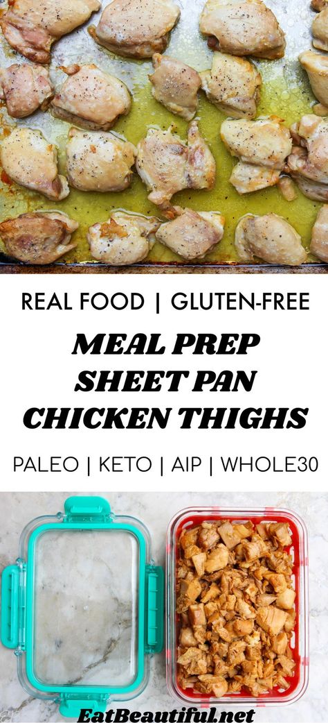 Meal Prep Chicken Thigh Recipes, Chicken Thigh Lunch Meal Prep, Easy Chicken Thigh Meal Prep, Baked Chicken For Meal Prep, Boneless Skinless Chicken Thigh Meal Prep, Meal Prep With Chicken Thighs, Macro Friendly Chicken Thigh Recipes, Aip Chicken Thighs, Whole 30 Chicken Thighs