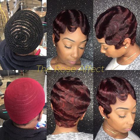 See this Instagram photo by @the_rose_affect • 2,531 likes Short Weave Hairstyles, Finger Wave Hair, Quick Weave Hairstyles, Finger Waves, Sassy Hair, Quick Weave, Hair Laid, African Braids, Short Hair Styles Pixie