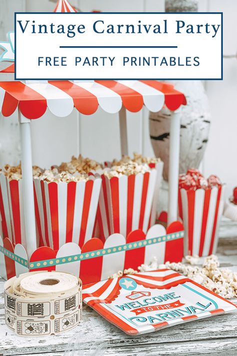 Carnival Theme Party Decorations Free Printable, Carnival Birthday Party Invitations Free, Venice Carnival Theme Party, Carnival Cricut Ideas, State Fair Themed Birthday Party, Circus Party Printables, Free Carnival Printables, Carnival Printables Free Templates, Circus Party Food Ideas