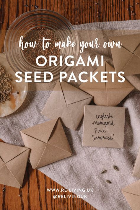 Seed Box Diy, Seed Paper Crafts, Diy Seed Packets Origami, Origami Seed Envelope, Diy Seed Envelopes, Origami Seed Packet, Seed Packets Diy, Seed Paper Diy, Origami Gift Boxes