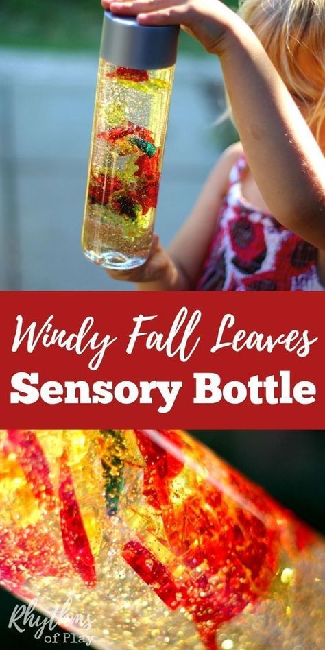 Windy fall leaves sensory bottle: safe no mess sensory play for toddlers. Leaves Sensory, Light Fixture Makeover, Free Jewelry Making Projects, Calm Down Jar, Fall Sensory, Sensory Play Toddlers, Diy Locker, Diy Coffee Station, Discovery Bottles