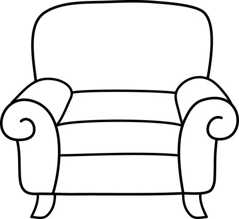 Simple Couch, Sofa Drawing, Black And White Chair, White Armchair, White Chairs, Silhouette Template, Clipart Black And White, Black And White Illustration, Art Deco Engagement Ring