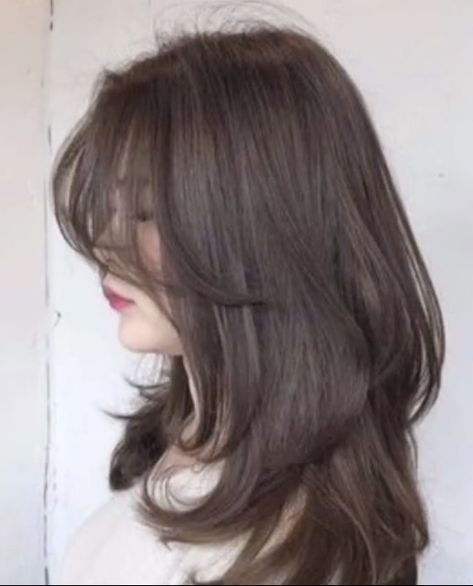 Brown layered hair with curtain bangs Haircut Selfie, Photo Hijab, Layered Hair With Bangs, Layered Haircuts For Medium Hair, Medium Layered Hair, Bangs With Medium Hair, Hairstyles For Layered Hair, Cute Hairstyle, Hair Stylies