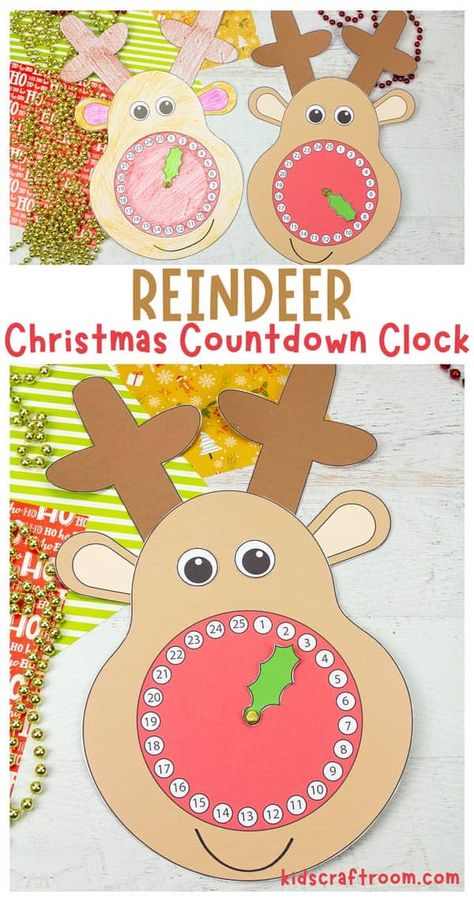 Advent Calendar Craft, Christmas Countdown Crafts, December Preschool, Christmas Countdown Printable, Reindeer Crafts, Countdown For Kids, Christmas Countdown Diy, Advent Crafts, Countdown Clock