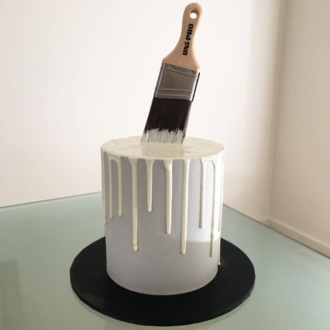 ganache about it? on Instagram: “A cake for a painter!! #white #chocolate #cake #vanilla #bean #buttercream #whitechocolate #ganache #drip #whitewhite #concrete #shale…” Painter Cake, Cake Design For Men, Ganache Cake, White Chocolate, Butter Cream, Vanilla, Painter, Cake