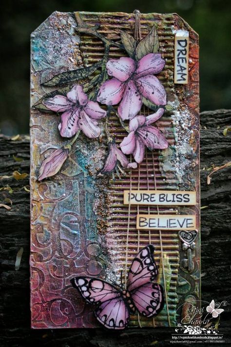 Mixed Media Ideas, Mixed Media Art Techniques, Art Scrapbook, Artist Trading Card, Mixed Media Cards, Mixed Media Art Canvas, Mixed Media Crafts, Mixed Media Tags, Scrapbook Tag