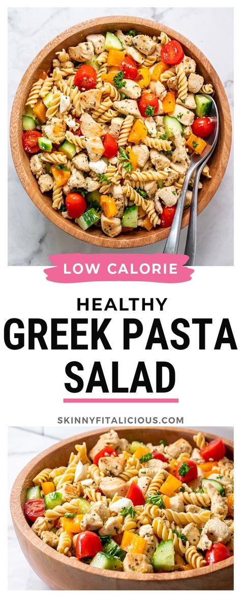 Meals With Nutrition Facts, Healthy Pasta Protein, Low Calorie Filling Meals Dinners, Low Calorie To Go Lunches, Low Calorie Filling Lunches For Work, High Protein Greek Pasta Salad, High Protein Pasta Lunch, Healthy Greek Pasta Salad Recipes, Healthy Pasta Salad Recipes Low Calorie