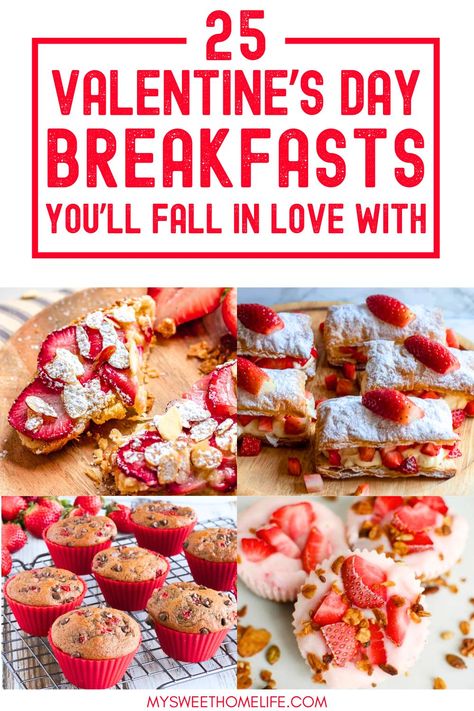 NA Romantic Brunch At Home, Brunch For 2 Ideas, Valentines Breakfast Recipes, Breakfast Valentines Day, Valentines Themed Breakfast, Galentine's Brunch Ideas, Brunch Ideas Valentines Day, Valentines Day Brunch Food, Galentine Brunch Food