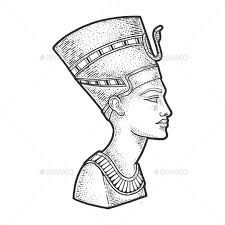 Ancient Egyptian Nefertiti Pharaoh Sketch Vector, Vectors | GraphicRiver Hatshepsut Drawing, Pharoah Egyptian Drawing, Pharoah Egyptian, Statue Sketch, Egyptian Nefertiti, Ancient Egyptian Pharaoh, Egyptian Drawings, Egyptian Pharaoh, Illustration T Shirt