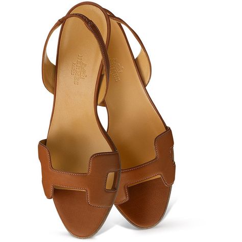 HermÃ¨s Ottomane Sandal ($780) ❤ liked on Polyvore featuring shoes, sandals, flats, Ð¾Ð±ÑÐ²Ñ, flat sandals, slingback sandals, sling back shoes, slingback flats, slingback shoes and hermes sandals Ethno Style, Pretty Sandals, Classy Shoes, Chic Sandals, Shoe Trends, Mid Heel Sandals, Tan Sandals, Hermes Shoes, Fabulous Shoes