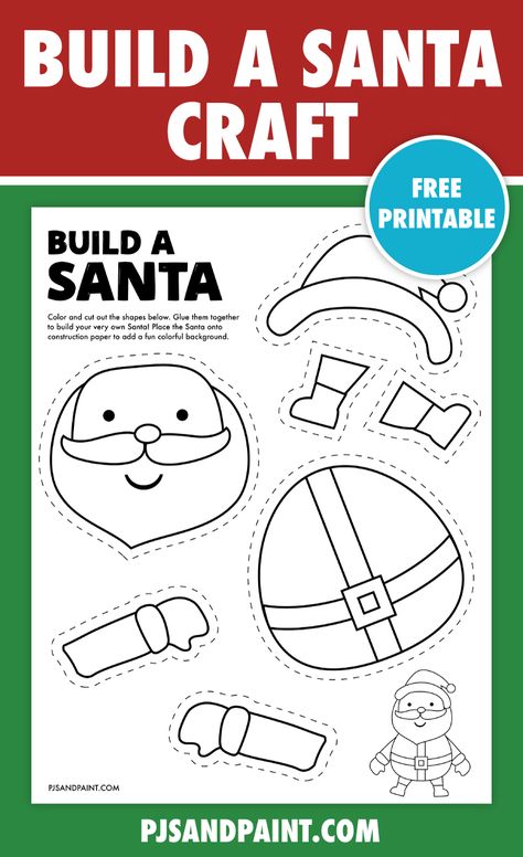 free printable build a santa St Nick Crafts For Kids, Santa Printables Free, Santa Crafts For Kids, Build A Santa, Santa Free Printable, Free Christmas Crafts, Santa Craft, Santa Printable, Tree Coloring