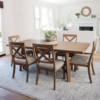 Rectangle Table Dining Room, Dining Room Table With Light Wood Floors, Dining Table Side Cabinet, 6 Person Kitchen Table, Dining Room Table Stain Colors, Dining Room Table Expandable, Neutral Dining Table, Light Brown Dining Table Set, Dining Room Table With Bench