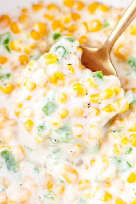 Jalapeno Cream Corn — Damn, Spicy! Creamed Corn With Jalapenos, Creamy Jalapeño Corn, Jalapeno Cream Cheese Corn, Creamed Jalapeno Corn, Jalapeno Corn Recipes, Jalapeno Creamed Corn Recipe, Spicy Cream Corn Recipe, Cream Corn With Jalapeno Recipe, Jalapeño Creamed Corn