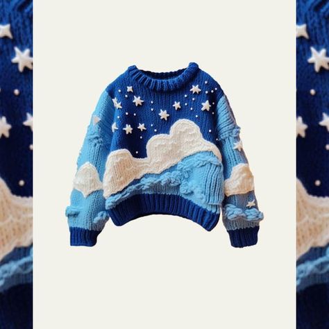 With a unisex design, kids can have this jumper, plus we make it in adult sizes up to 3xl! 💙🐟 Soft Clouds, Silly Clothes, Sky Stars, Cute Mushroom, Matching Clothes, Pull Over Sweater, Fashion Family, Toddler Clothing, Beautiful Sweater