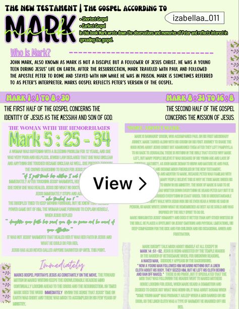 Lemon8 · The Book Of Mark · @Izabella Garza The Book Of Mark Bible Study, Mark Bible Study Notes, Book Of Mark Bible Study, Mark Bible Study, Mark Bible, Bible Study Books, Bible Study Guide, Jesus Lives, Bible Study Notes