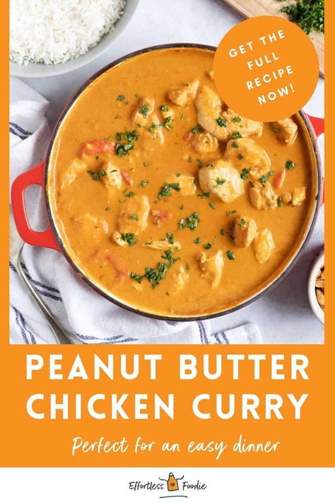 Make this easy Peanut Butter Chicken Curry in just 30 minutes! Using store-bought Thai red curry paste, it's a unique twist on classic chicken satay curry! Peanut Curry Recipes, Satay Chicken Curry, Pataks-curry-paste Recipes, Peanut Butter Chicken Curry, Thai Peanut Curry Chicken, Red Curry Paste Uses, Peanut Butter Dishes, Yellow Thai Curry Recipe, Recipetineats Recipes