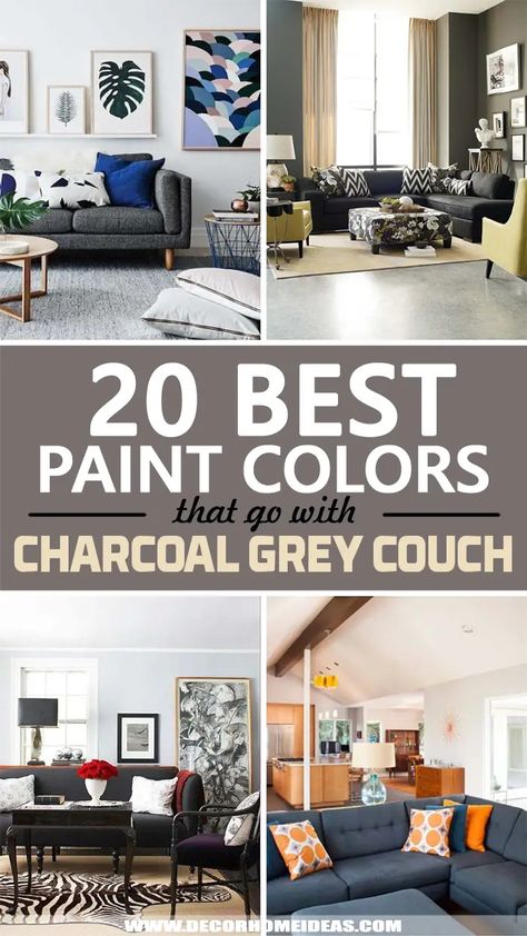 What Colors Go With Charcoal Grey Couch and Sofa. Wonder how to match your wall paint color with the charcoal grey couch? These color ideas will help you make the most of this tricky combination. #decorhomeideas Grey Sofa Matching Colors, Grey Sofa Lounge Ideas, Sofa Combination Colors, Dark Grey Couch Color Scheme, Living Room Color Combination Grey Sofa, Gray Sofa Colorful Living Room, Paint With Grey Couch, Living Room Wall Color Grey Couch, Dark Gray Sofa Living Room Ideas Modern