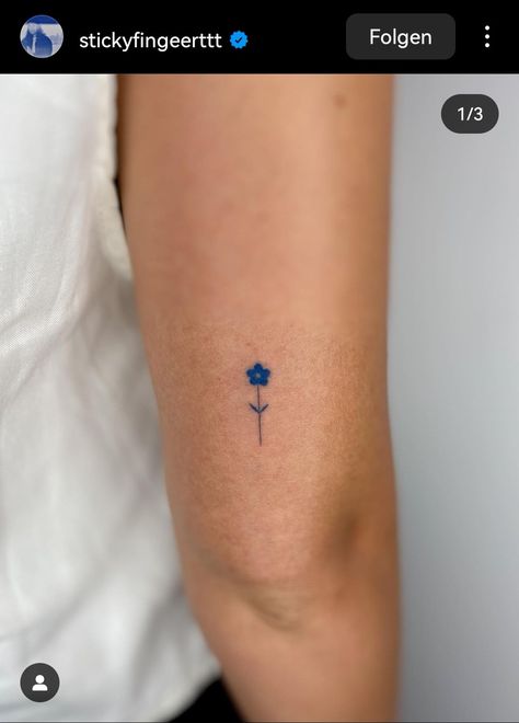 Forget Me Not Flowers Drawing Simple, Royal Blue Tattoo, All Blue Tattoo, Light Blue Tattoo, Dark Blue Tattoo, Cornflower Tattoo, Tiny Blue Flower Tattoo, Blue Flower Tattoo, Blue Ink Tattoo