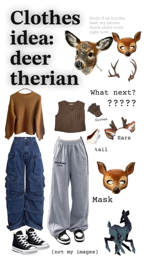 (Not my pics) made by me☆ #clothes #therian #deer Deer Therian, Deer Mask, Deer Outfit, My Pics, Outfits Aesthetic, Made By Me, Deer, My Style, Outfit Inspo