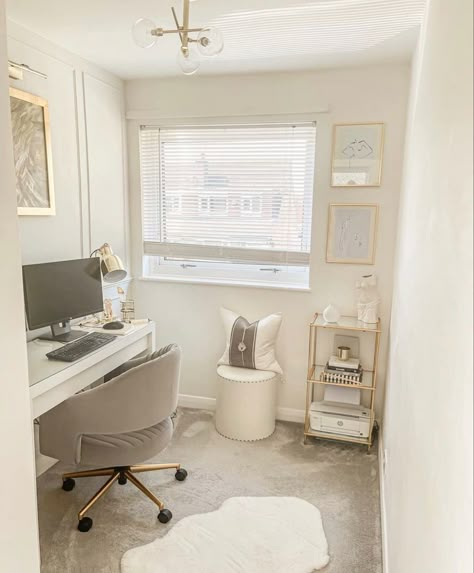 Neutral Bedroom Office, Small Office Studio Ideas, Office Vanity Room Combo Desks, Box Room Bedroom Office Ideas, Small Office And Makeup Room Combo, Office And Closet Combo Room Minimalist, Small Box Room Office Ideas, Small Dressing Room Office, Study Dressing Room