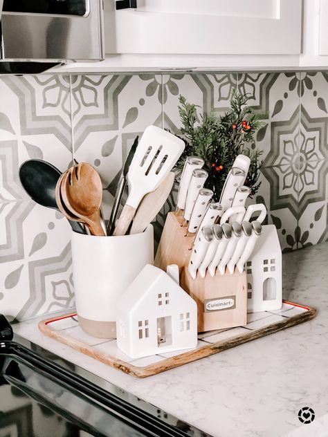 Knife Set Kitchen Counter Decor, Kitchen Decor Amazon, Farmhouse Kitchen Utensils, Decor Amazon Finds, Amazon Kitchen Decor, Kitchen Necessities, Matching Family Christmas Pajamas, Small Farmhouse, Target Finds