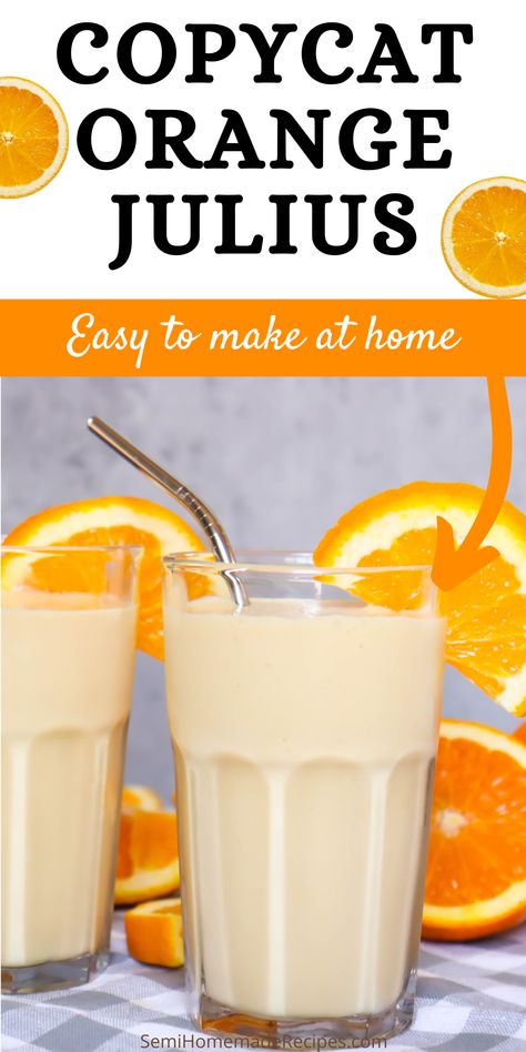 Have you ever had an Orange Julius? You've got to try this easy homemade Copycat Orange Julius recipe! Strawberry Julius Recipe, Copycat Orange Julius, Semi Homemade Recipes, Strawberry Banana Cheesecake Salad, Orange Julius Recipe, Southern Comfort Food Recipes, Raspberry No Bake Cheesecake, Mint Chocolate Ice Cream, Best Summer Desserts