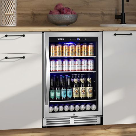 Nipus Classic Series 24" Beverage Refrigerator 190 Can Single Zone Built-In and Freestanding - Wayfair Canada Refrigerator Cooler, Wine Coolers Drinks, Beverage Refrigerator, Garage Storage Cabinets, Kitchen Sale, Beverage Cooler, Classic Series, Wine Storage, Game Room Furniture