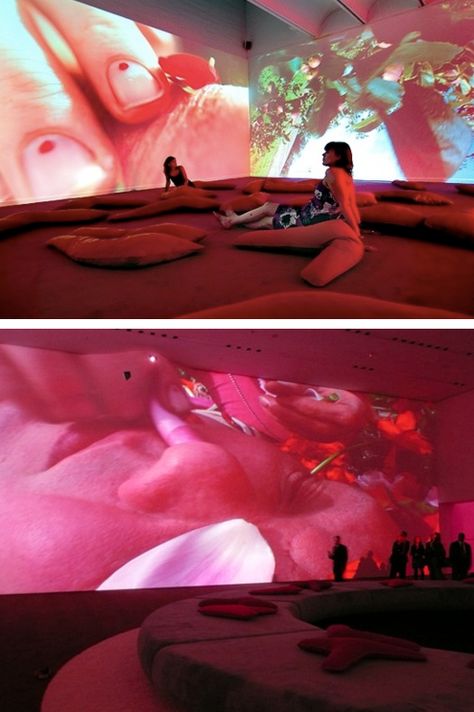 Art Projection Installation, Immersive Video Installation, Video Projection Art Installation, Pink Art Installation, Wall Projection Art Installation, Video Projection Installation, Video Art Ideas, Video Installation Art, Video Art Film